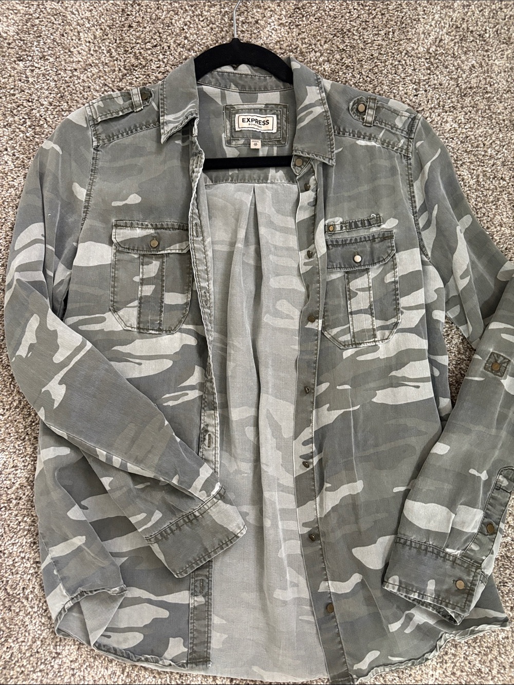 Express Camouflage Button-Up Utility Shirt